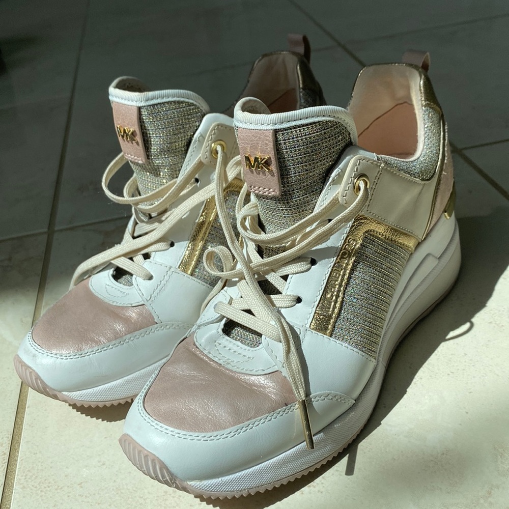Gold and Pink Micheal Kors Sneakers.